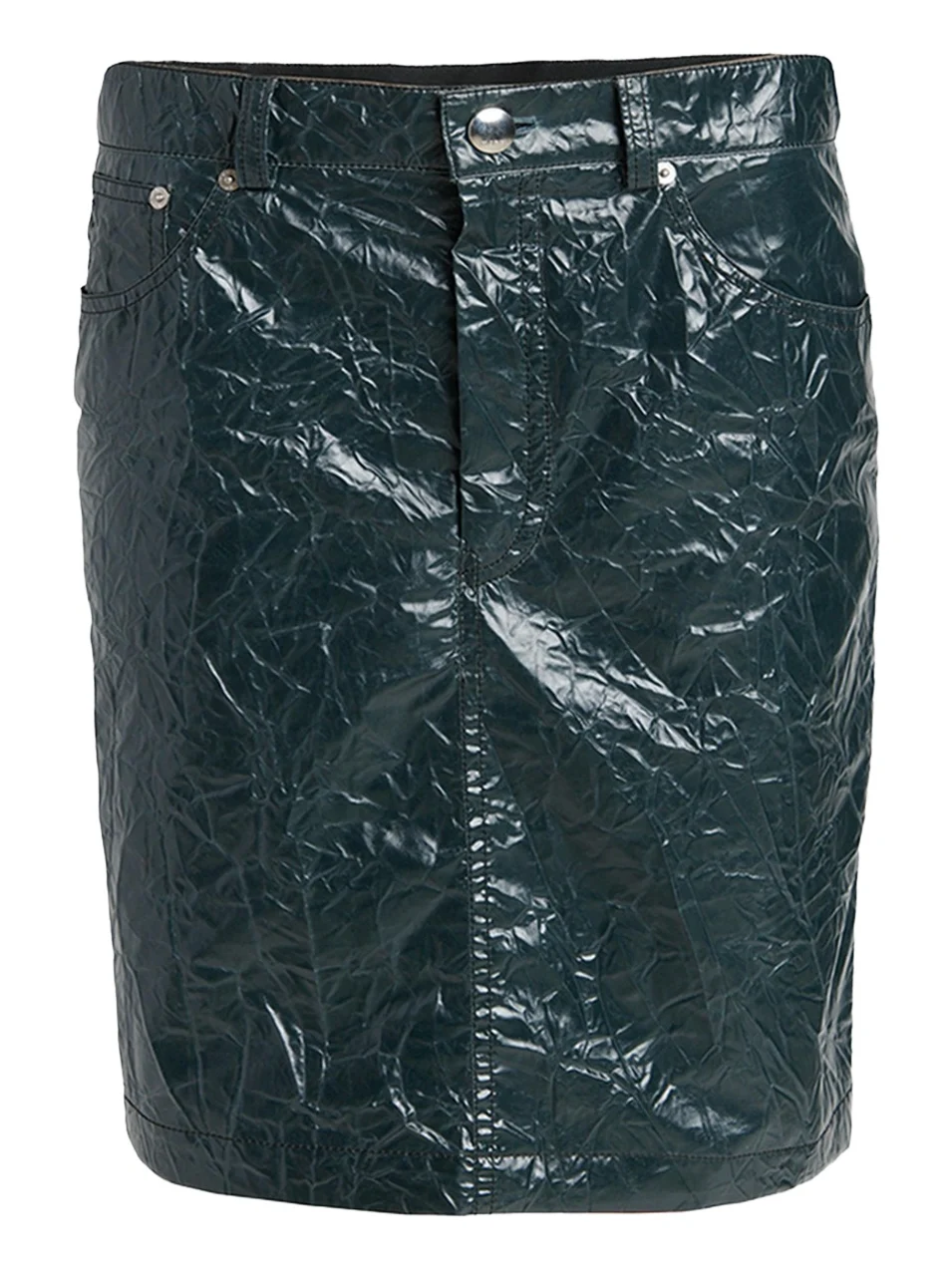 Crinkled Faux-Leather Knee-Length Skirt Crinkled Faux-Leather Knee-Length Skirt