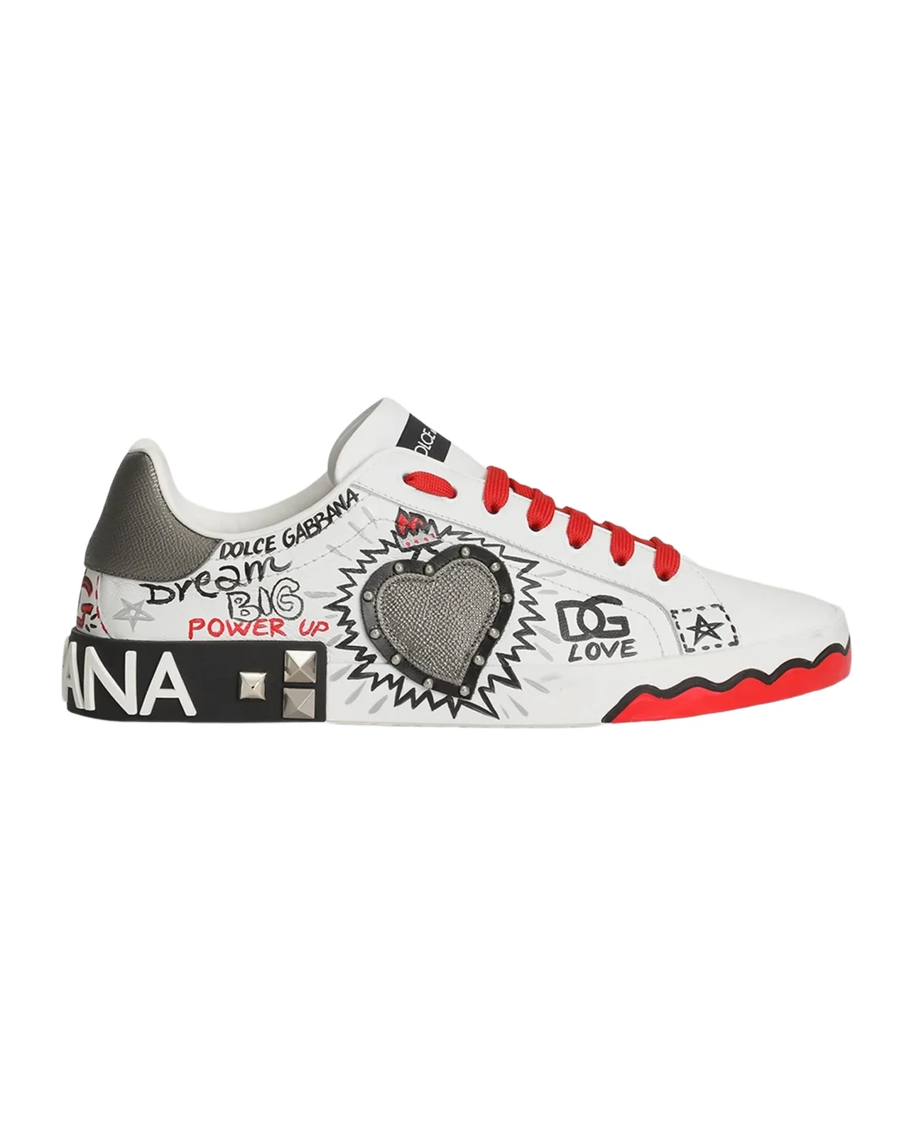Dolce & Gabbana Men's Graffiti Patchwork Leather Low-Top Sneakers