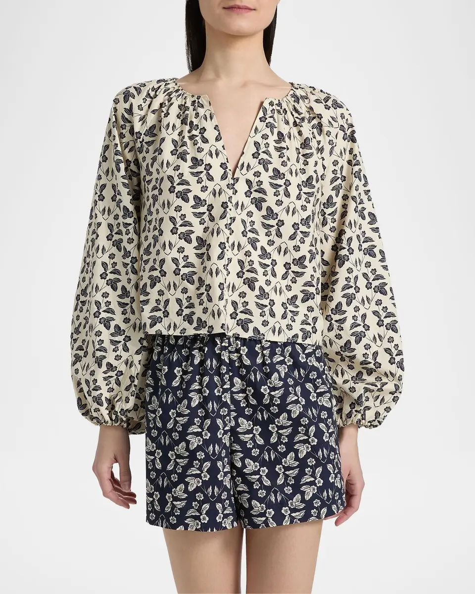 TANYA TAYLOR Adelina Floral Cotton Poplin Top | Thumbnail 4