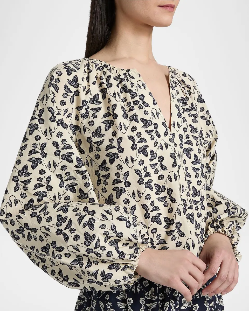 TANYA TAYLOR Adelina Floral Cotton Poplin Top | Thumbnail 5