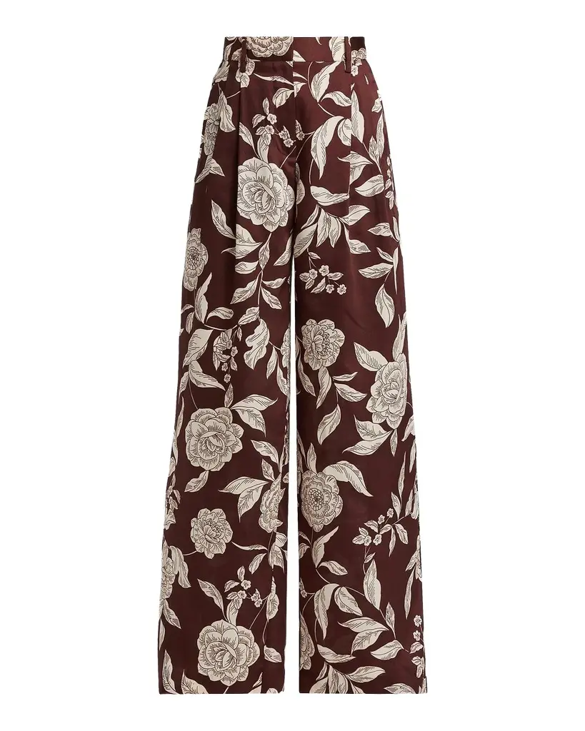 TANYA TAYLOR Jodi Floral Twill Wide-Leg Pants | Image 1 TANYA TAYLOR Jodi Floral Twill Wide-Leg Pants | Image 1