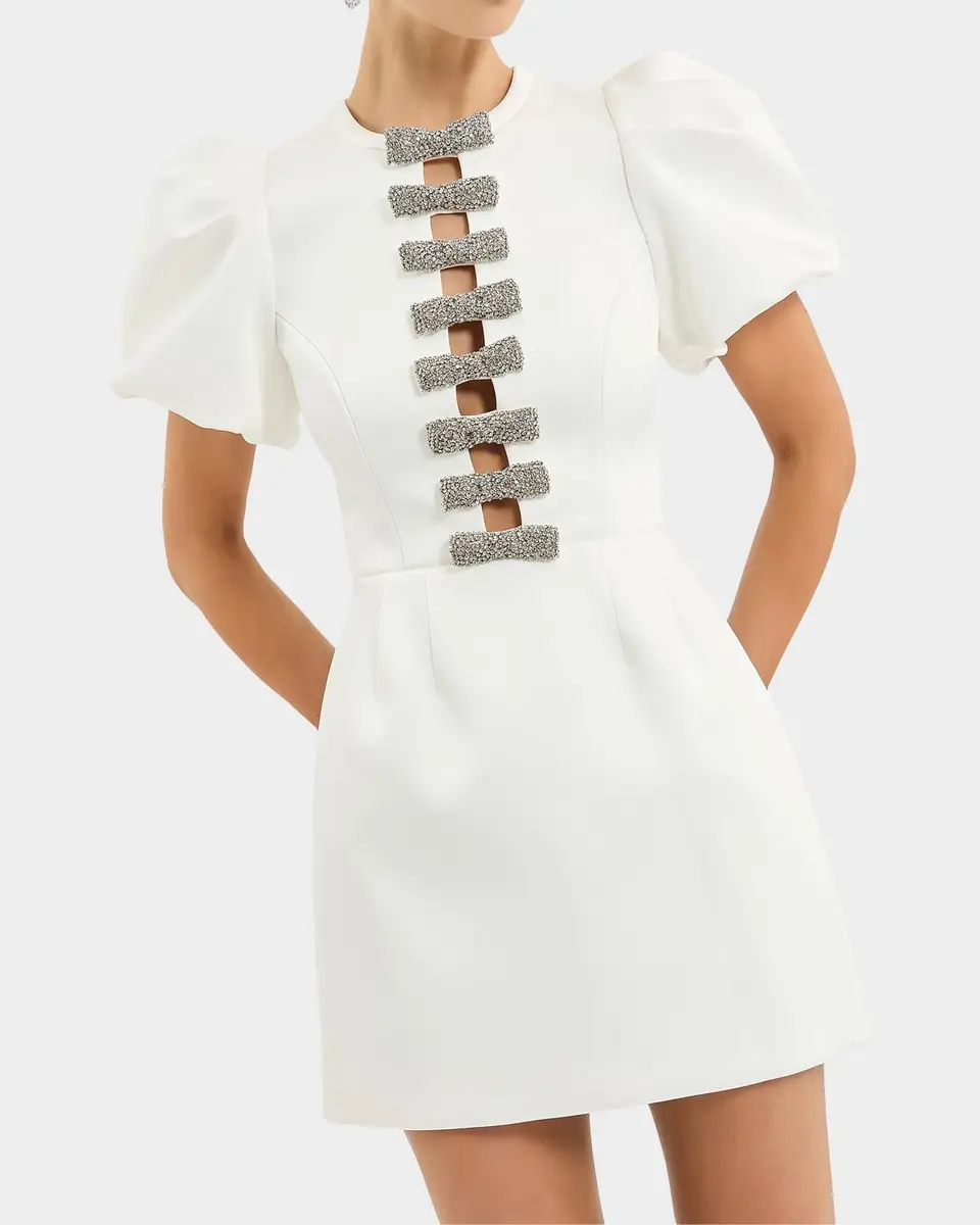 Rebecca Vallance Blaise Embellished-Bow Minidress | Thumbnail 6