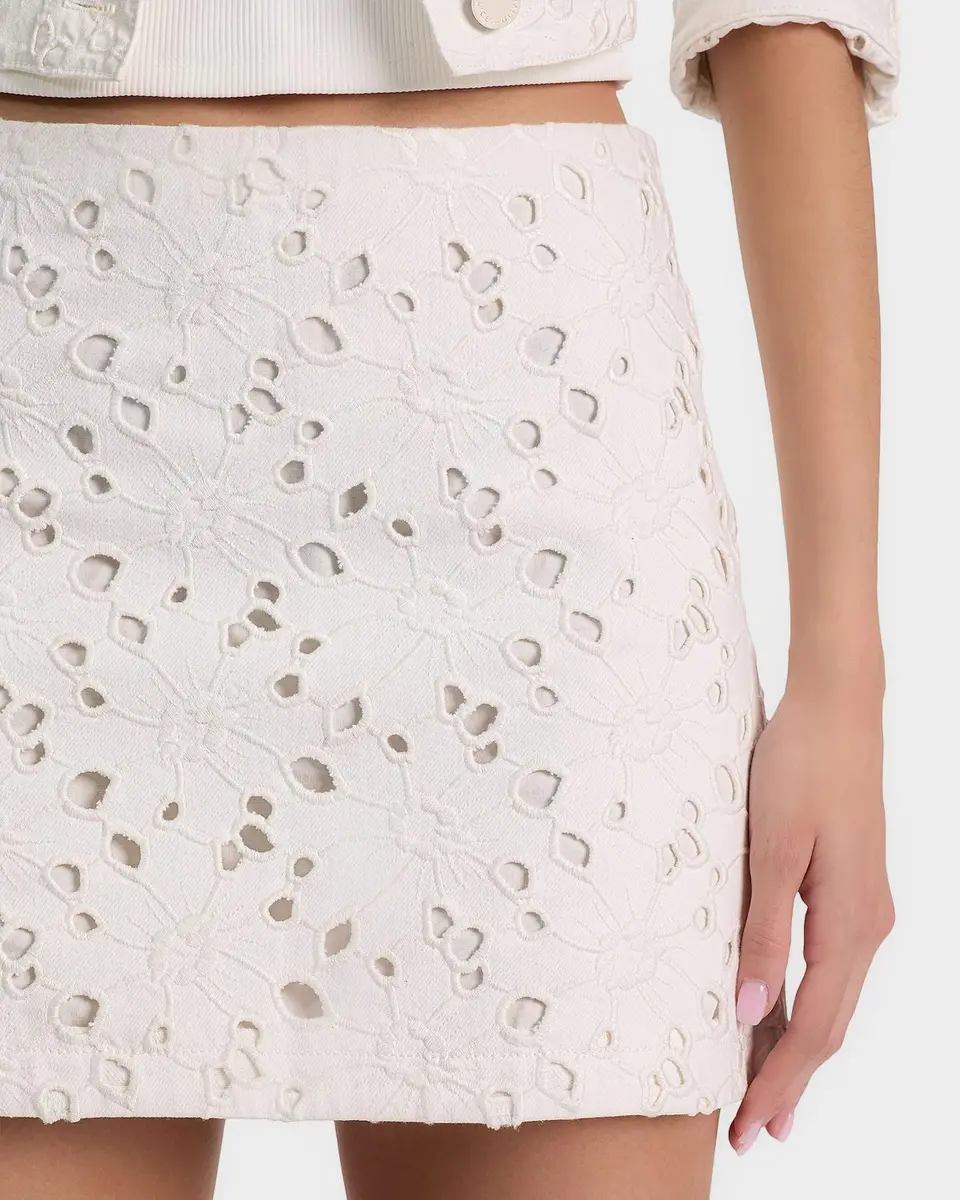 Alice + Olivia Riley Eyelet Denim Mini Skirt | Thumbnail 5 Alice + Olivia Riley Eyelet Denim Mini Skirt | Thumbnail 5