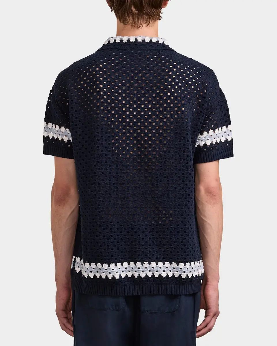 Frescobol Carioca Men's Marques Cotton Crochet Camp Shirt | Thumbnail 3 Frescobol Carioca Men's Marques Cotton Crochet Camp Shirt | Thumbnail 3