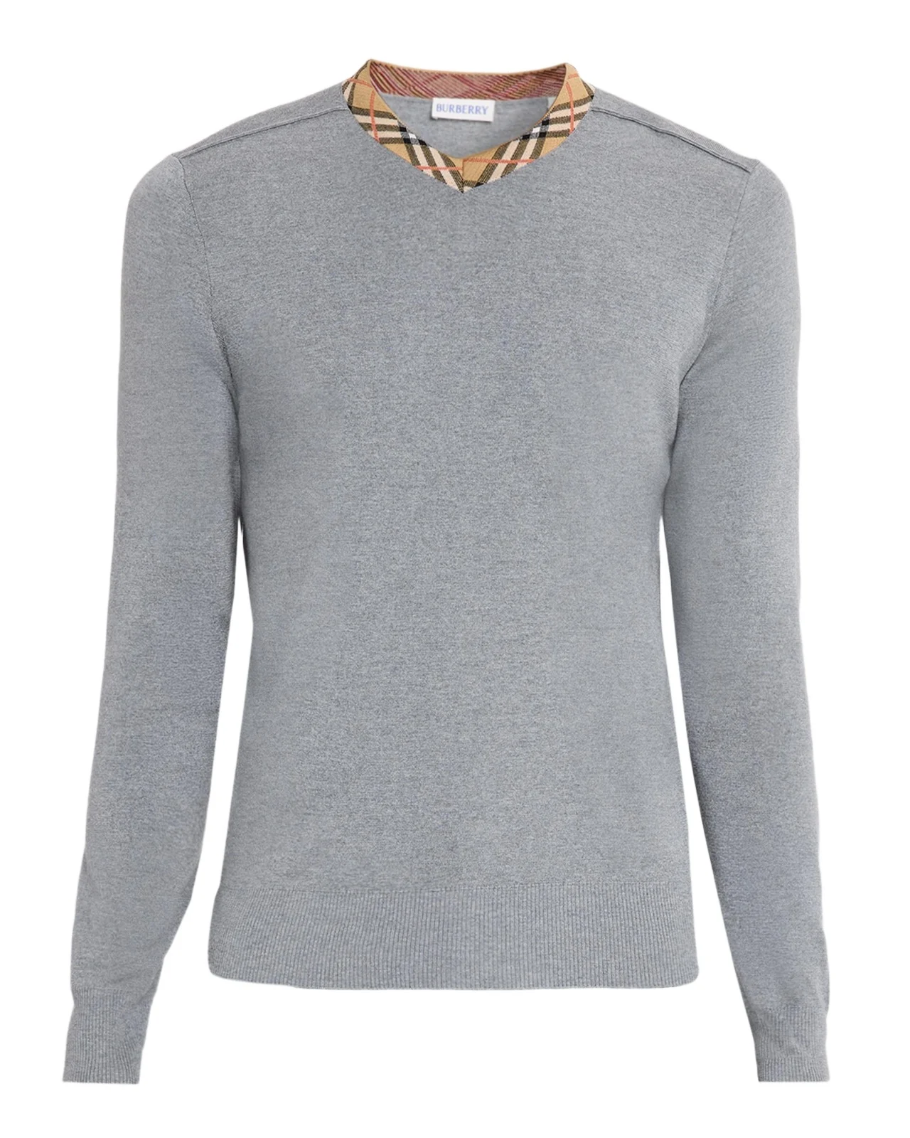 Burberry Men's Maxim Check-Trim V-Neck Sweater