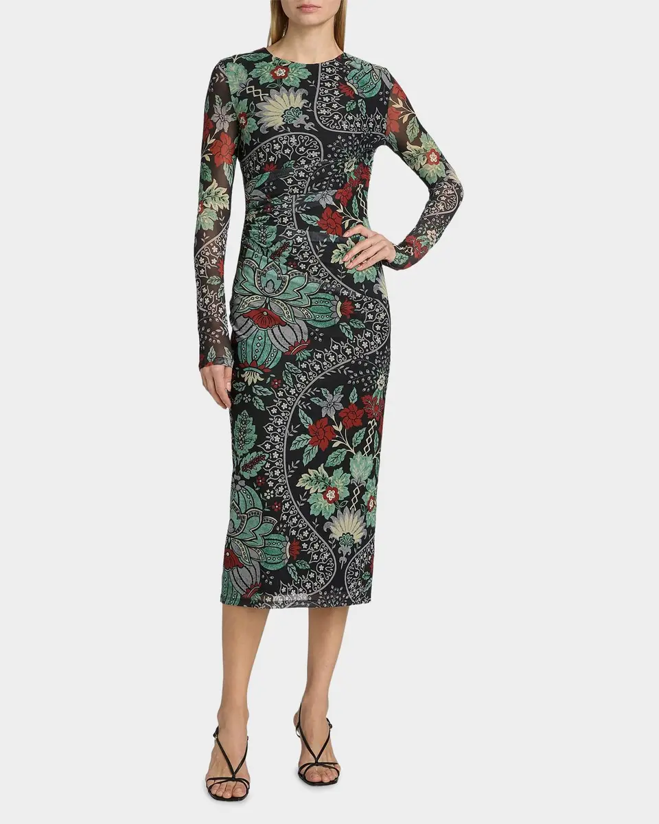 Elie Tahari Delilah Floral Mesh Midi Dress | Thumbnail 2 Elie Tahari Delilah Floral Mesh Midi Dress | Thumbnail 2