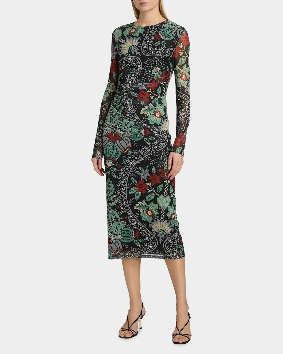 Elie Tahari Delilah Floral Mesh Midi Dress | Thumbnail 4 Elie Tahari Delilah Floral Mesh Midi Dress | Thumbnail 4