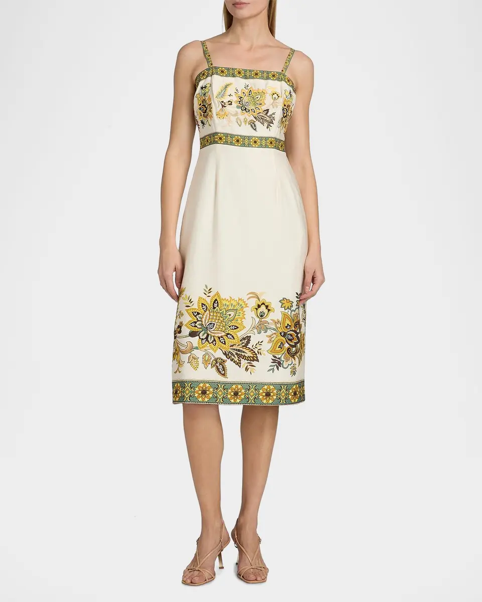 Elie Tahari Annalise Floral Cotton Midi Dress | Thumbnail 2