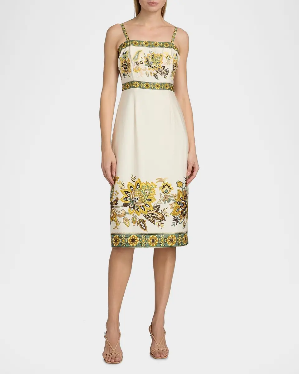 Elie Tahari Annalise Floral Cotton Midi Dress | Thumbnail 4