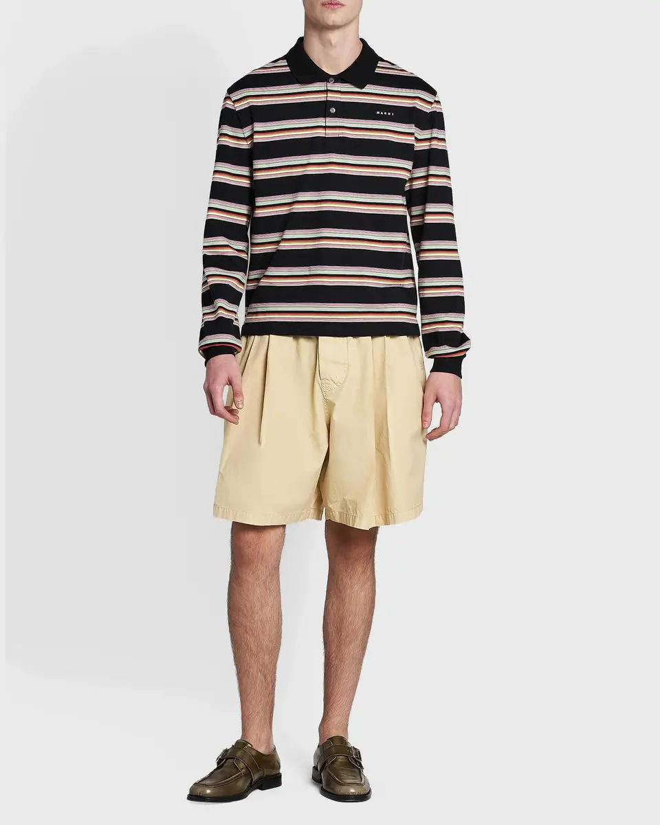 Marni Men's Striped Cotton Slim-Fit Polo Shirt | Thumbnail 2 Marni Men's Striped Cotton Slim-Fit Polo Shirt | Thumbnail 2