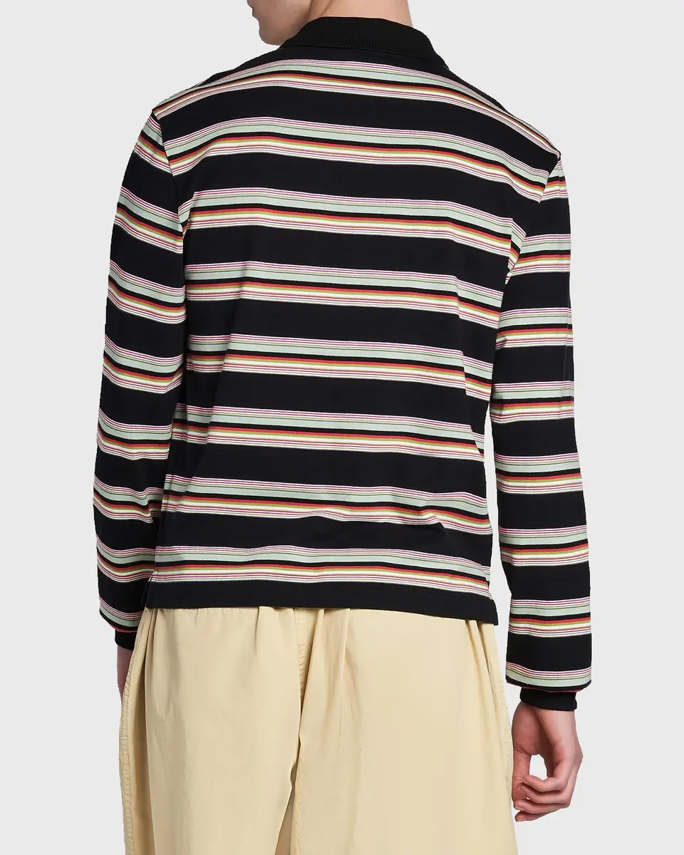 Marni Men's Striped Cotton Slim-Fit Polo Shirt | Thumbnail 3 Marni Men's Striped Cotton Slim-Fit Polo Shirt | Thumbnail 3