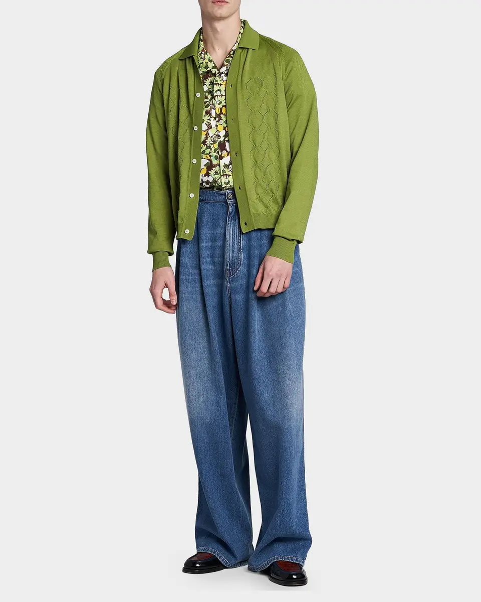 Marni Men's Relaxed-Fit Pointelle-Knit Cardigan | Thumbnail 2 Marni Men's Relaxed-Fit Pointelle-Knit Cardigan | Thumbnail 2