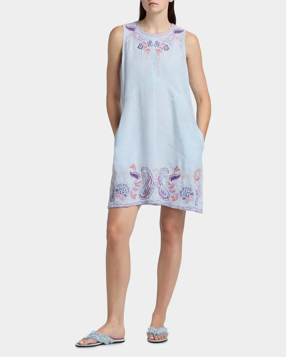 Johnny Was Chevron Cleolia Embroidered Linen-Blend Mini Dress | Thumbnail 2 Johnny Was Chevron Cleolia Embroidered Linen-Blend Mini Dress | Thumbnail 2