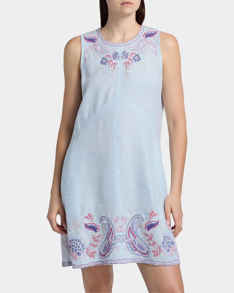 Johnny Was Chevron Cleolia Embroidered Linen-Blend Mini Dress | Thumbnail 4 Johnny Was Chevron Cleolia Embroidered Linen-Blend Mini Dress | Thumbnail 4