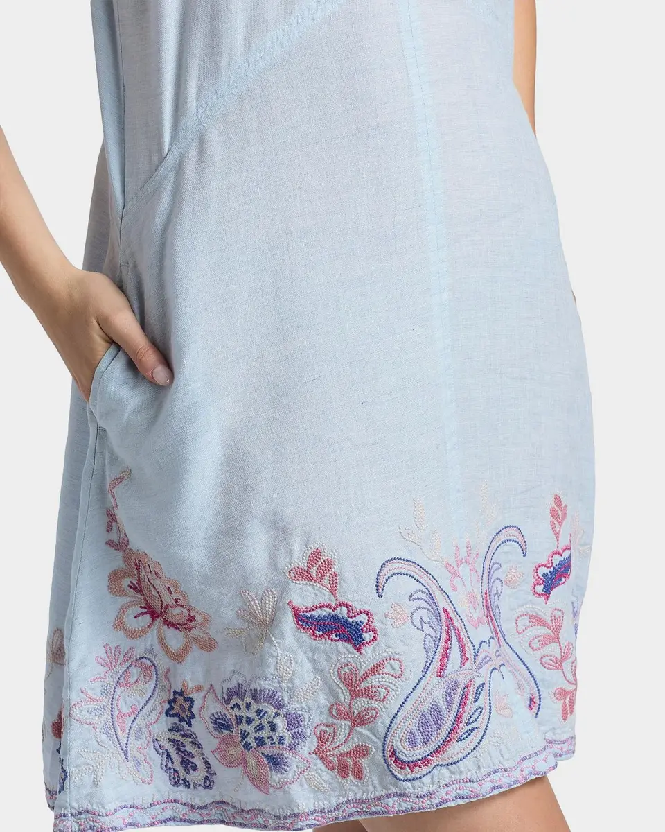 Johnny Was Chevron Cleolia Embroidered Linen-Blend Mini Dress | Thumbnail 5 Johnny Was Chevron Cleolia Embroidered Linen-Blend Mini Dress | Thumbnail 5
