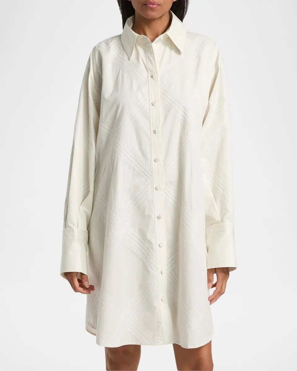 DEREK LAM 10 CROSBY Piper Embroidered Cotton-Blend Mini Shirtdress | Thumbnail 4 DEREK LAM 10 CROSBY Piper Embroidered Cotton-Blend Mini Shirtdress | Thumbnail 4