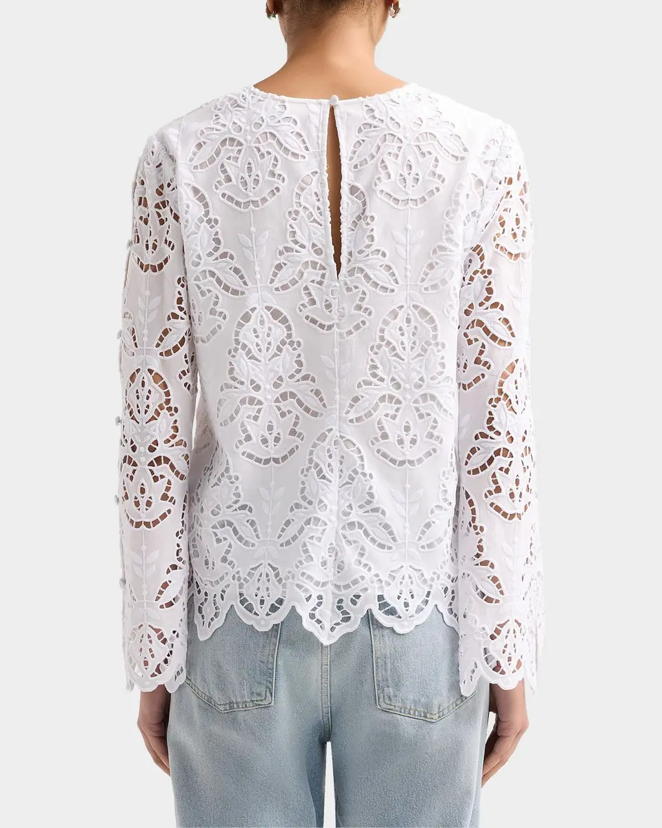 Toccin Halina Broderie Anglaise Tieneck Blouse | Thumbnail 4 Toccin Halina Broderie Anglaise Tieneck Blouse | Thumbnail 4