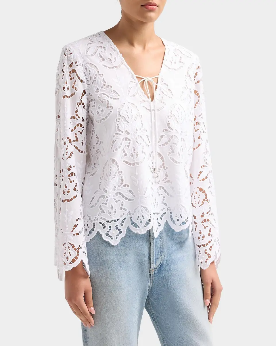 Toccin Halina Broderie Anglaise Tieneck Blouse | Thumbnail 5 Toccin Halina Broderie Anglaise Tieneck Blouse | Thumbnail 5