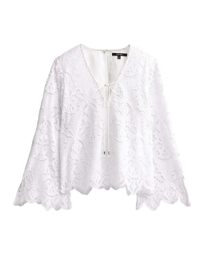 Halina Broderie Anglaise Tieneck Blouse Halina Broderie Anglaise Tieneck Blouse