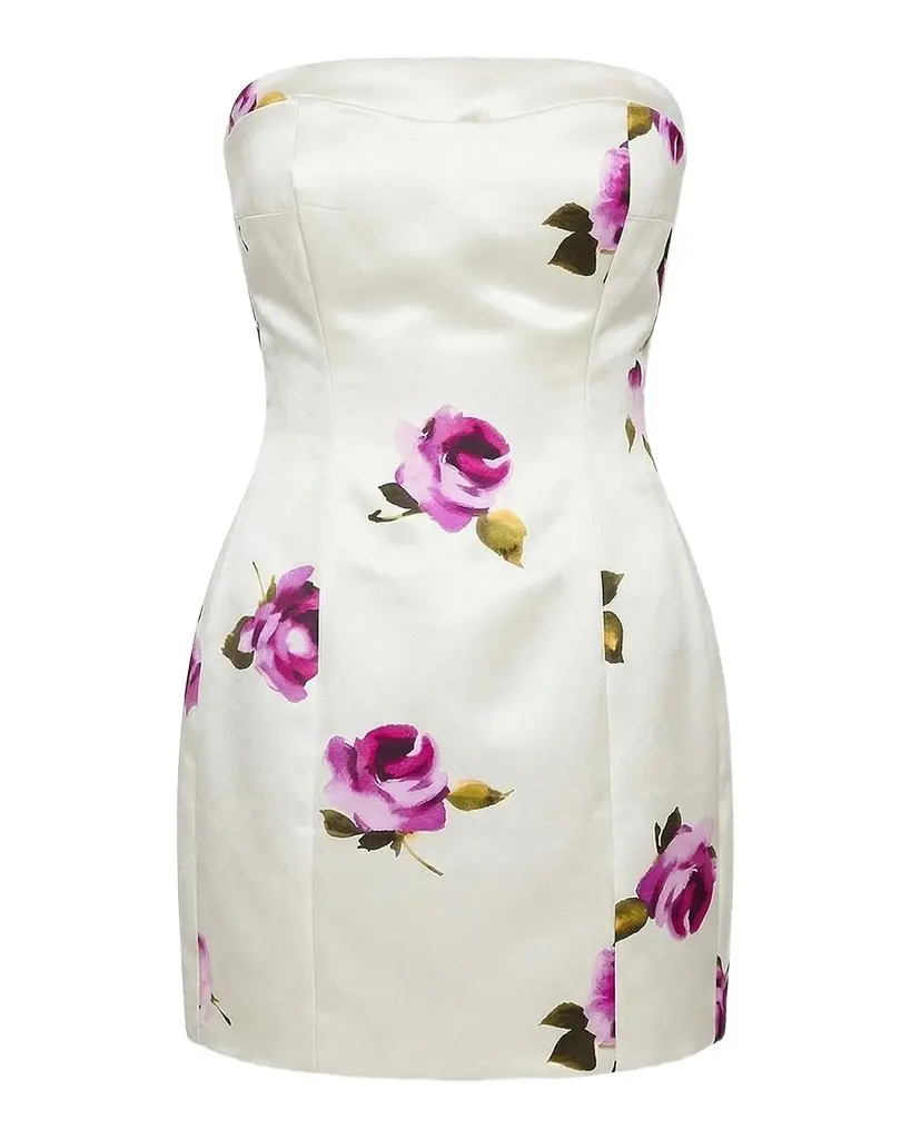 NICHOLAS Kaline Floral Satin Strapless Mini Dress | Image 1 NICHOLAS Kaline Floral Satin Strapless Mini Dress | Image 1
