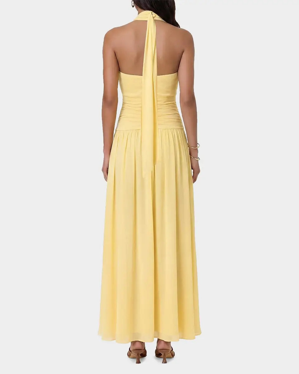 NICHOLAS Arella Pleated Scarf-Detail Georgette Maxi Dress | Thumbnail 3 NICHOLAS Arella Pleated Scarf-Detail Georgette Maxi Dress | Thumbnail 3