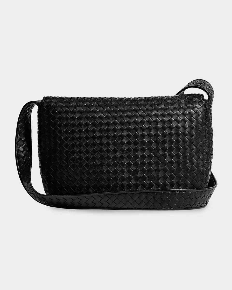 Bottega Veneta Men's Large Intrecciato Leather Flap Messenger Bag | Thumbnail 3 Bottega Veneta Men's Large Intrecciato Leather Flap Messenger Bag | Thumbnail 3