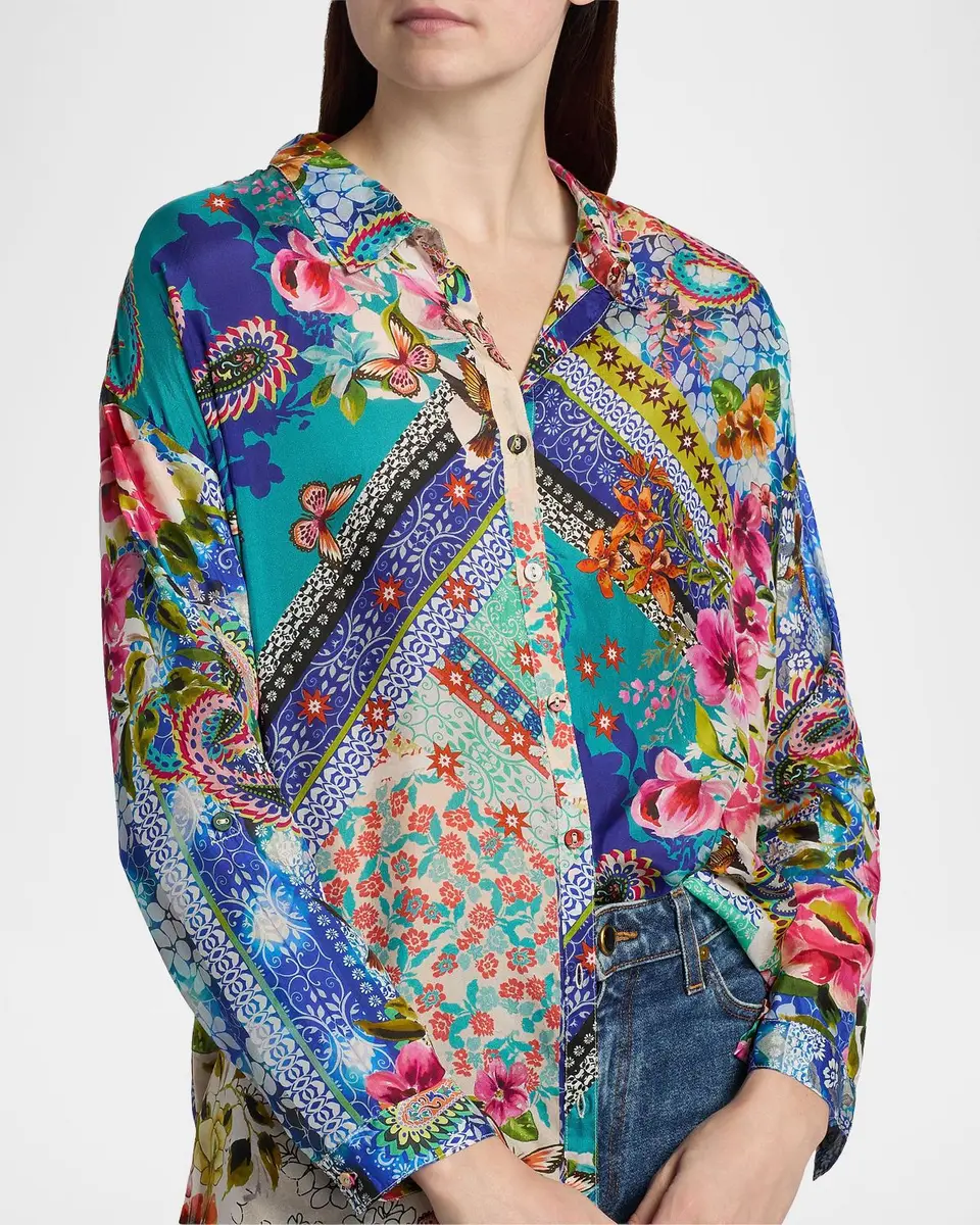 Johnny Was Audrey Evie Patchwork Silk Tunic | Thumbnail 5 Johnny Was Audrey Evie Patchwork Silk Tunic | Thumbnail 5