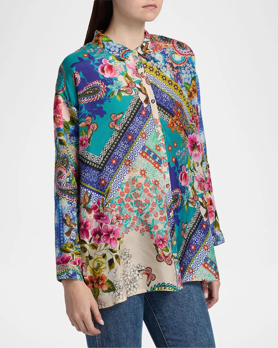 Johnny Was Audrey Evie Patchwork Silk Tunic | Thumbnail 7 Johnny Was Audrey Evie Patchwork Silk Tunic | Thumbnail 7
