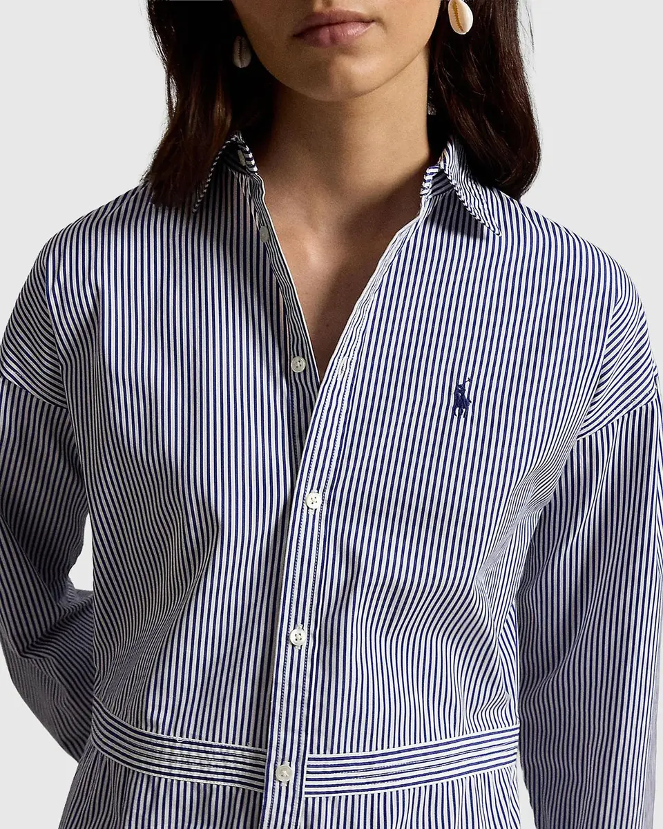 Polo Ralph Lauren Pinstriped Cotton Drop-Waist Mini Shirtdress | Thumbnail 4