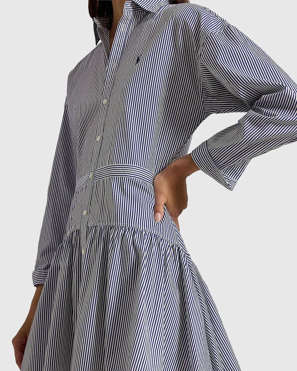Polo Ralph Lauren Pinstriped Cotton Drop-Waist Mini Shirtdress | Thumbnail 5