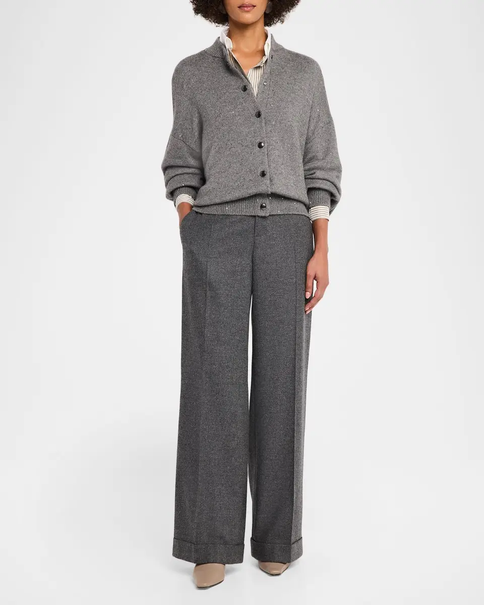 Brunello Cucinelli Shimmering Cashmere-Silk Cardigan | Thumbnail 2