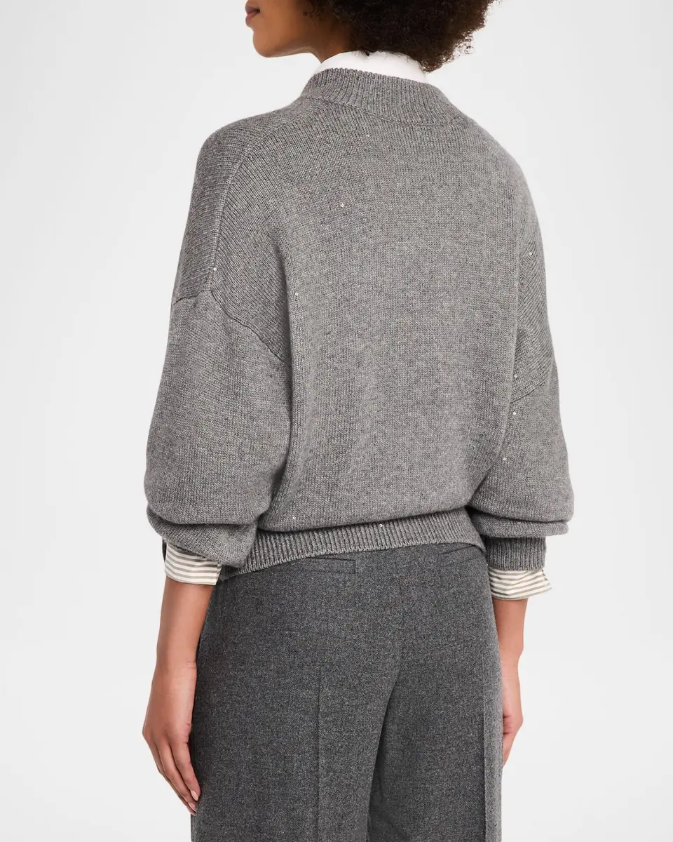 Brunello Cucinelli Shimmering Cashmere-Silk Cardigan | Thumbnail 3