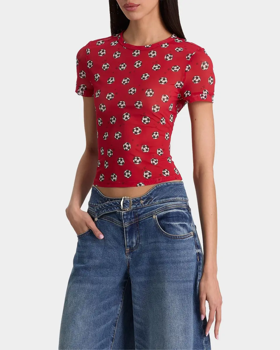 Alice + Olivia Tess Soccer-Printed T-Shirt | Thumbnail 4 Alice + Olivia Tess Soccer-Printed T-Shirt | Thumbnail 4