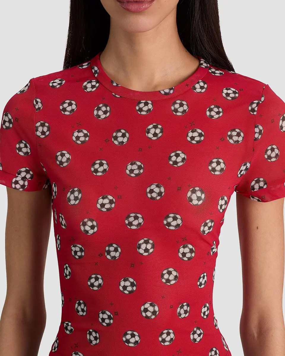 Alice + Olivia Tess Soccer-Printed T-Shirt | Thumbnail 5 Alice + Olivia Tess Soccer-Printed T-Shirt | Thumbnail 5