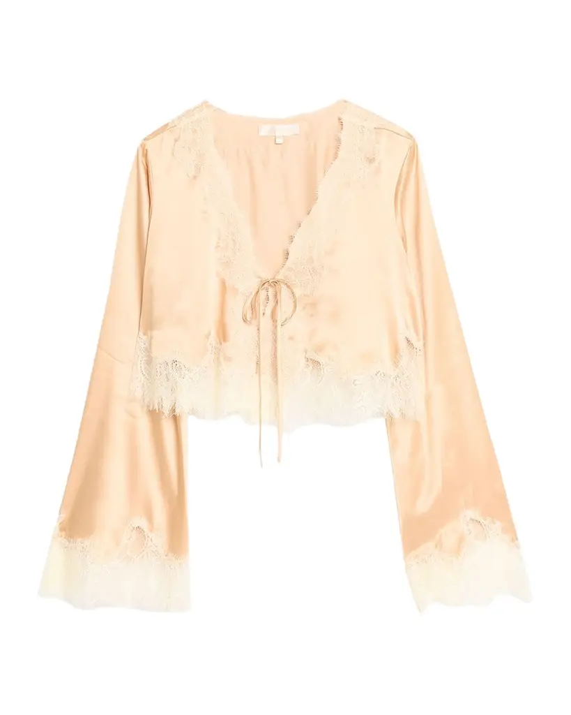 LoveShackFancy Kately Lace-Trim Satin Top | Image 1 LoveShackFancy Kately Lace-Trim Satin Top | Image 1