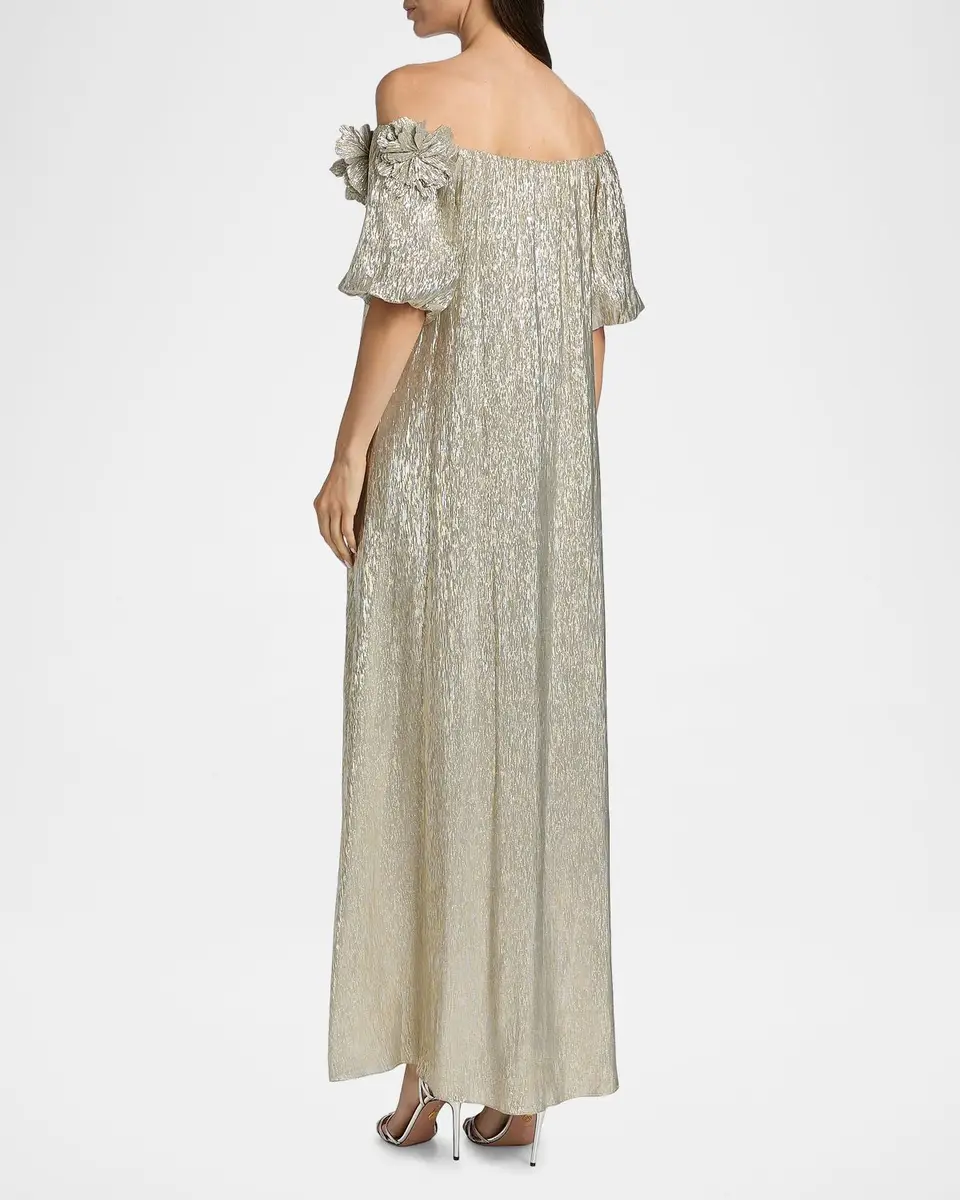 SACHIN & BABI Valentina Metallic Silk Off-The-Shoulder Gown | Thumbnail 3