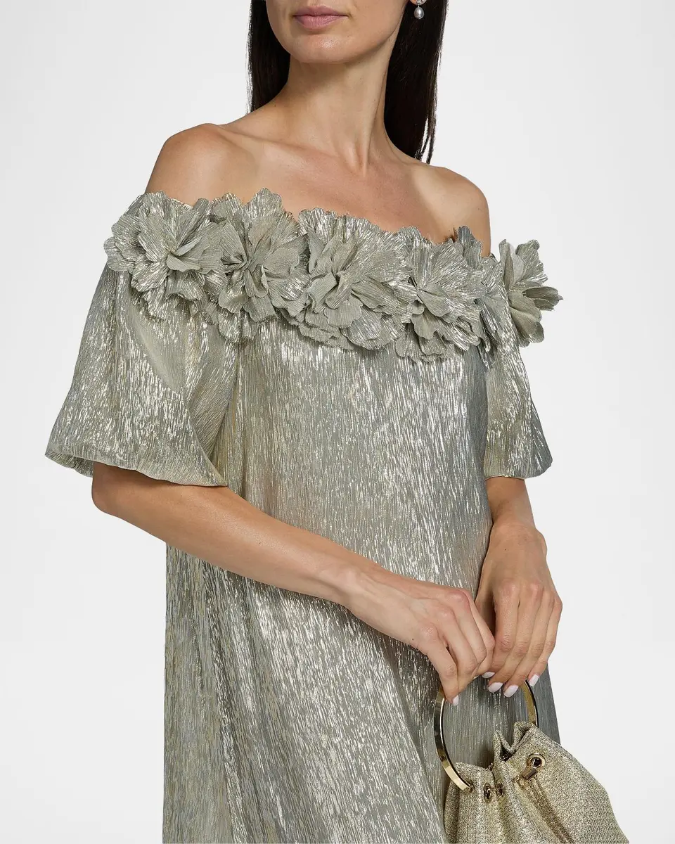 SACHIN & BABI Valentina Metallic Silk Off-The-Shoulder Gown | Thumbnail 5