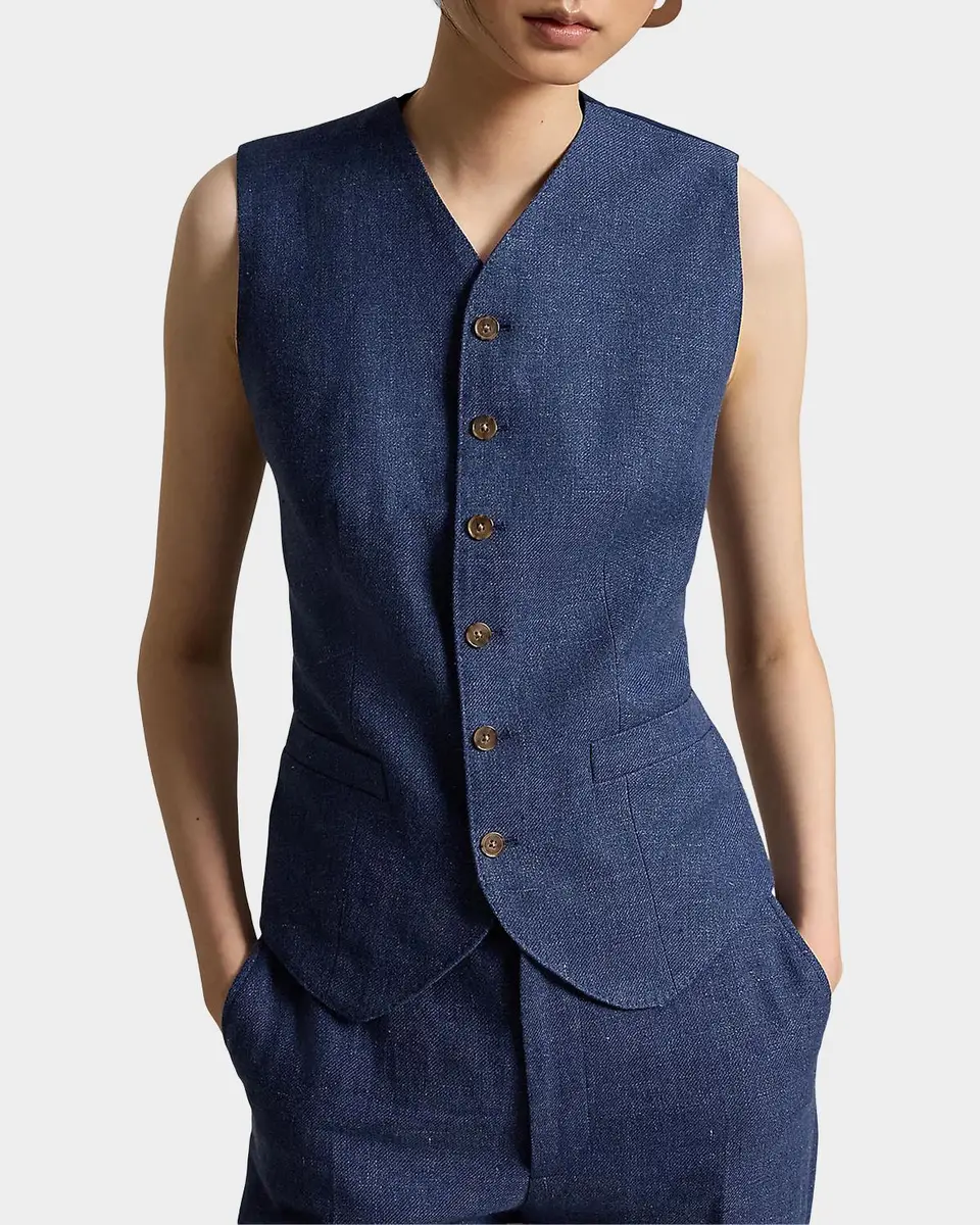 Polo Ralph Lauren Buttoned Linen-Cotton Vest | Thumbnail 4