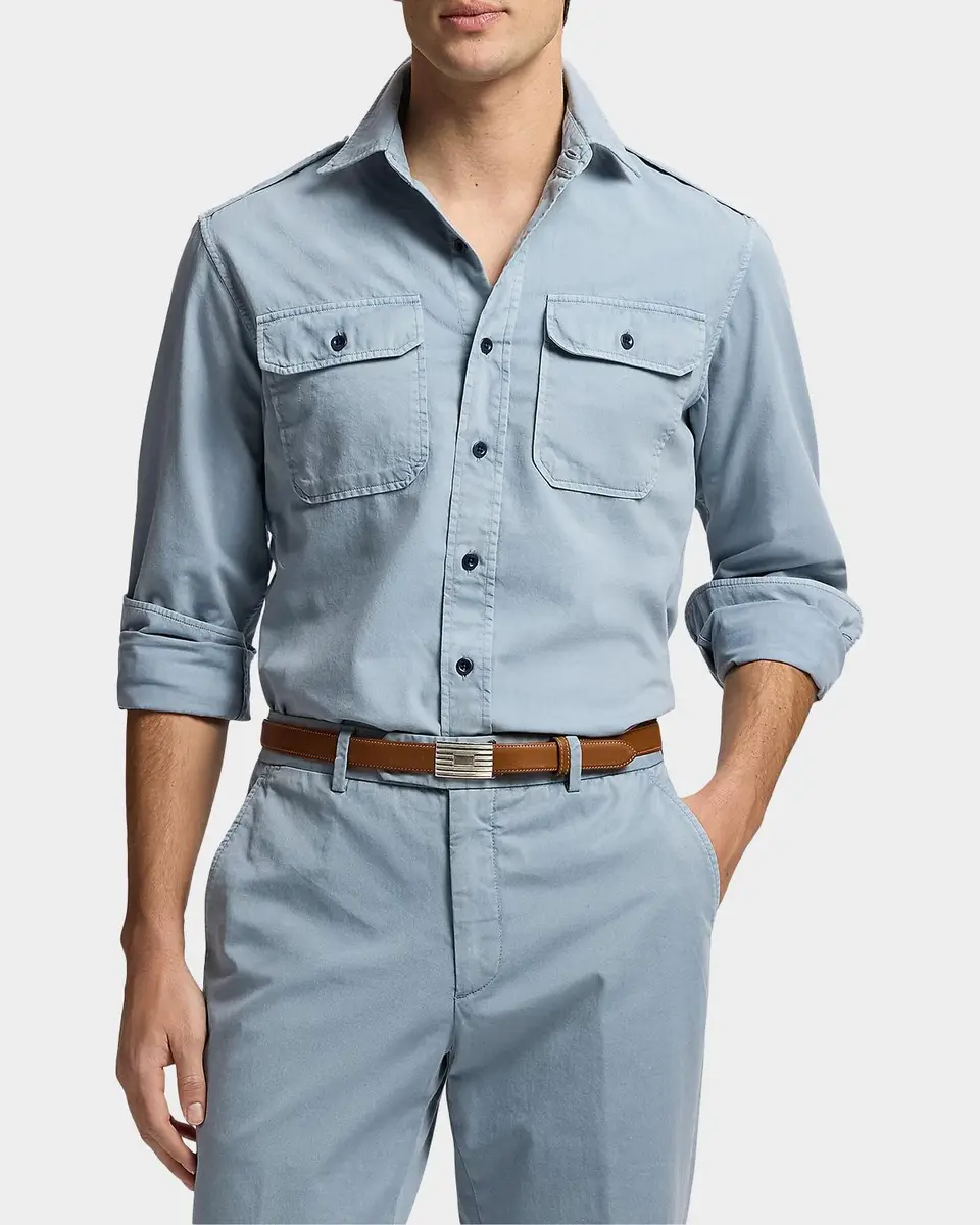 Ralph Lauren Purple Label Men's Garment-Dyed Twill Shirt | Thumbnail 4
