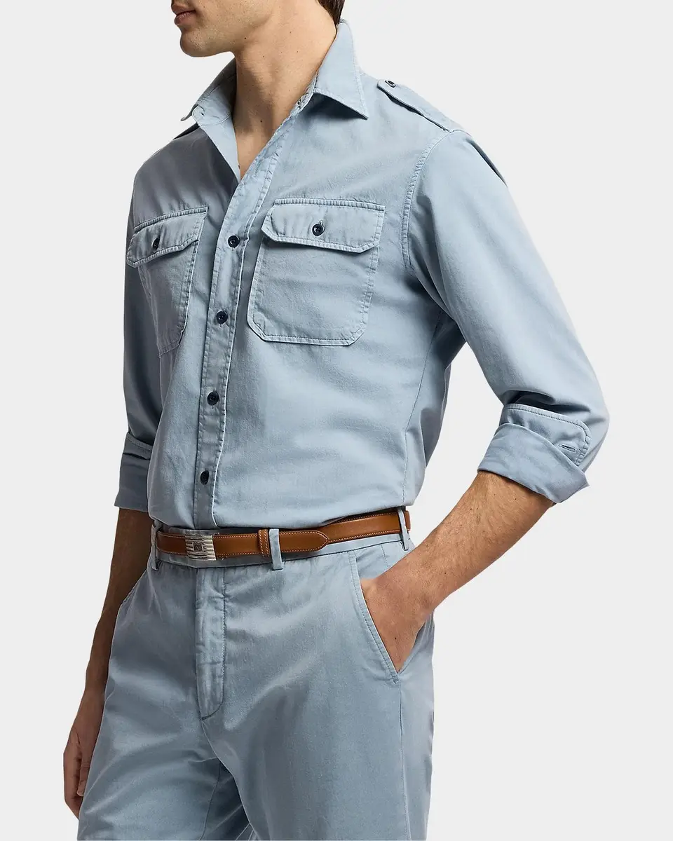 Ralph Lauren Purple Label Men's Garment-Dyed Twill Shirt | Thumbnail 6