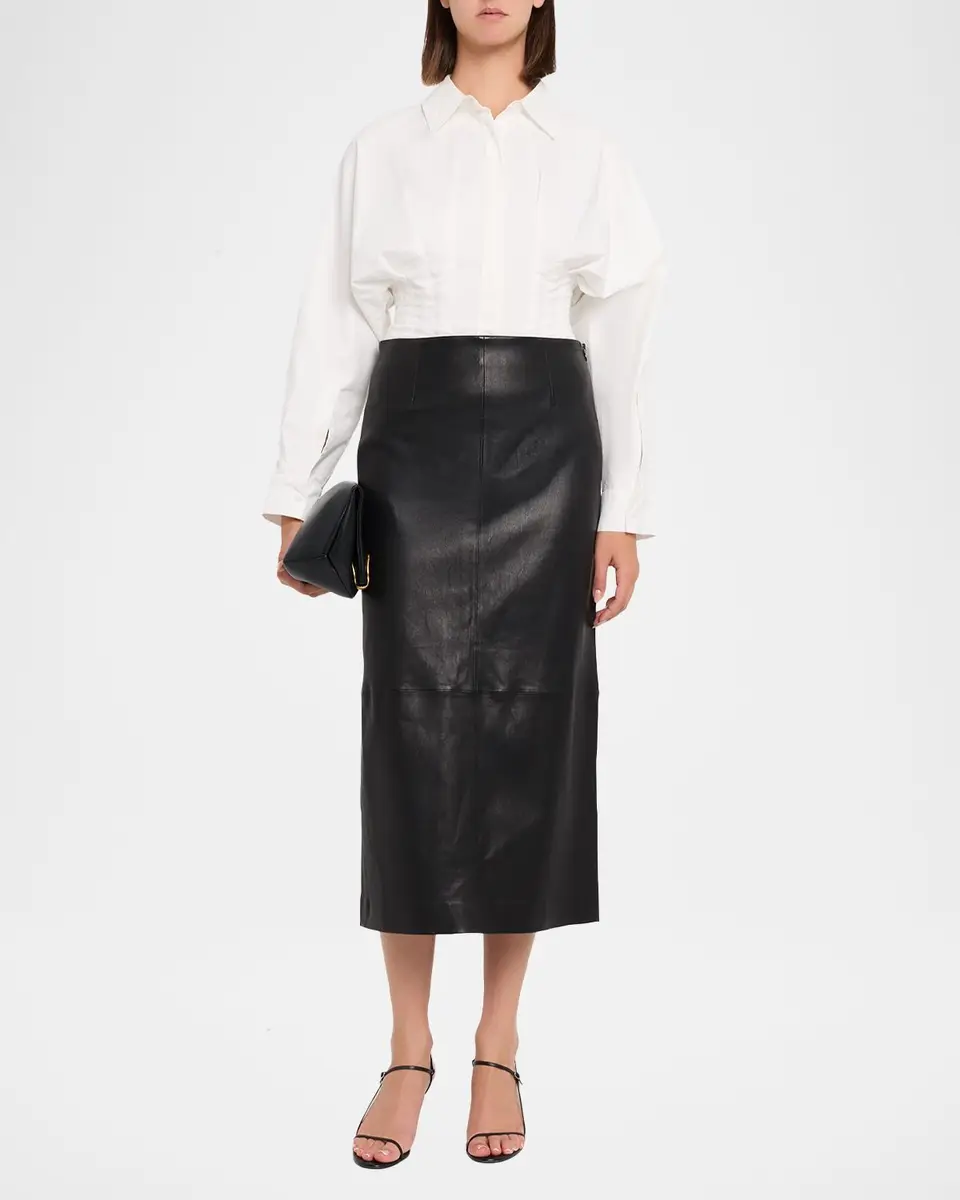 Simkhai Raven Leather Pencil Midi Skirt | Thumbnail 2 Simkhai Raven Leather Pencil Midi Skirt | Thumbnail 2
