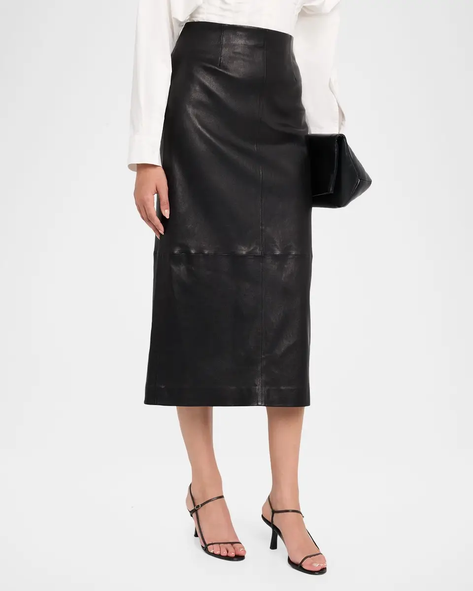Simkhai Raven Leather Pencil Midi Skirt | Thumbnail 4 Simkhai Raven Leather Pencil Midi Skirt | Thumbnail 4