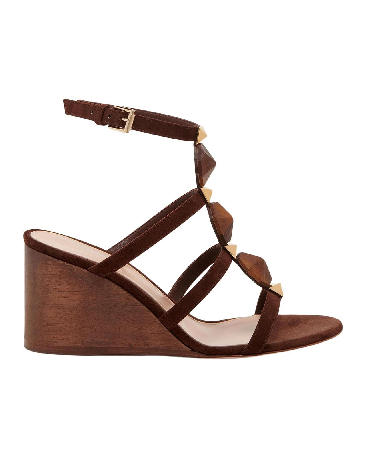 Gianvito Rossi 70MM Beaded Suede Wedge Sandals