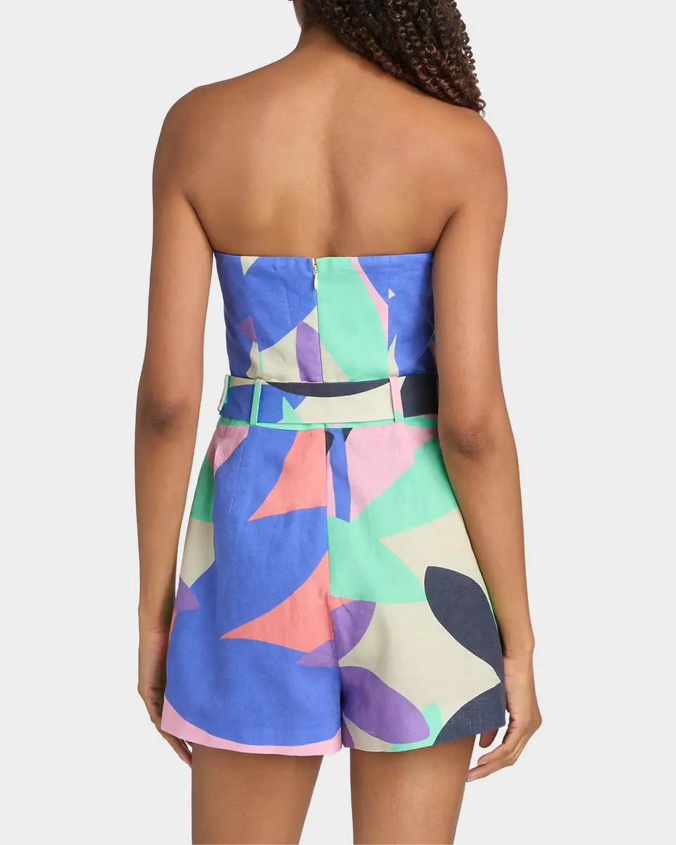 Ramy Brook Isobel Abstract Linen-Cotton Strapless Romper | Thumbnail 3 Ramy Brook Isobel Abstract Linen-Cotton Strapless Romper | Thumbnail 3