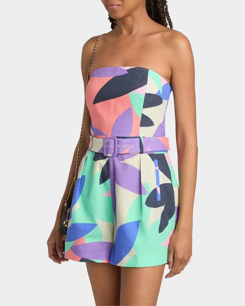 Ramy Brook Isobel Abstract Linen-Cotton Strapless Romper | Thumbnail 6 Ramy Brook Isobel Abstract Linen-Cotton Strapless Romper | Thumbnail 6