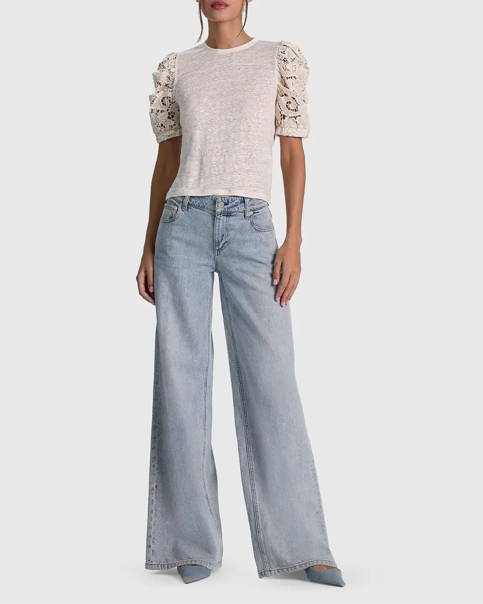 Alice + Olivia Tyler Lace-Sleeve Crewneck Top | Thumbnail 2 Alice + Olivia Tyler Lace-Sleeve Crewneck Top | Thumbnail 2