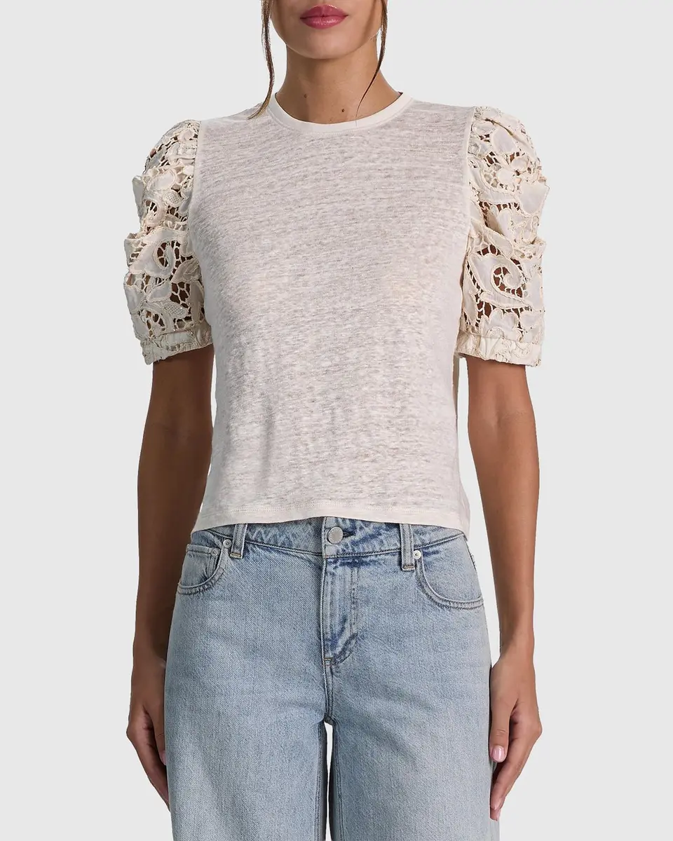 Alice + Olivia Tyler Lace-Sleeve Crewneck Top | Thumbnail 4 Alice + Olivia Tyler Lace-Sleeve Crewneck Top | Thumbnail 4