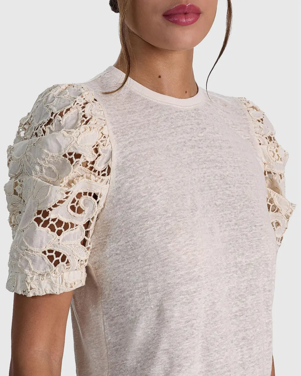 Alice + Olivia Tyler Lace-Sleeve Crewneck Top | Thumbnail 5 Alice + Olivia Tyler Lace-Sleeve Crewneck Top | Thumbnail 5