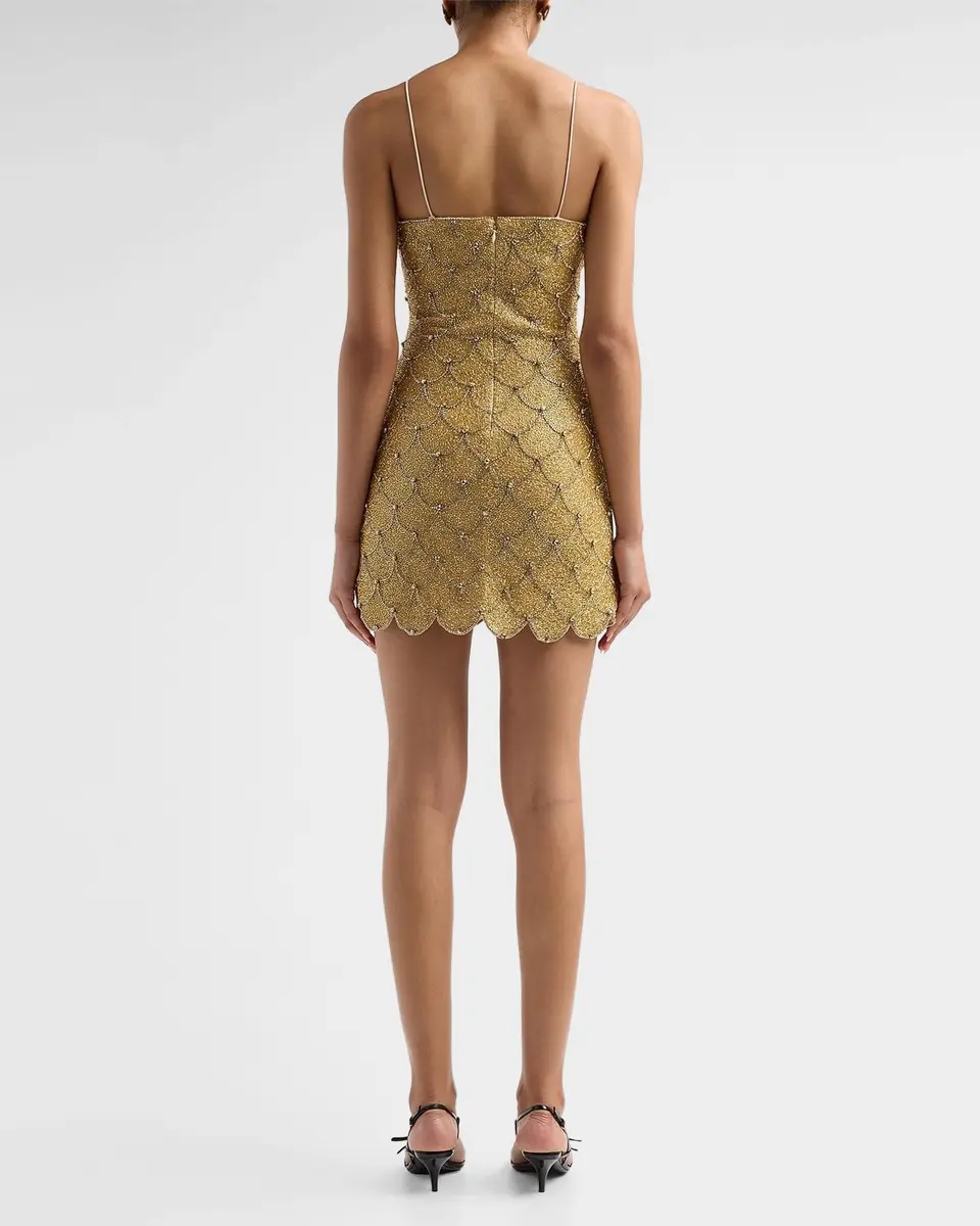 Alice + Olivia Nina Embellished Scallop Mini Dress | Thumbnail 3 Alice + Olivia Nina Embellished Scallop Mini Dress | Thumbnail 3