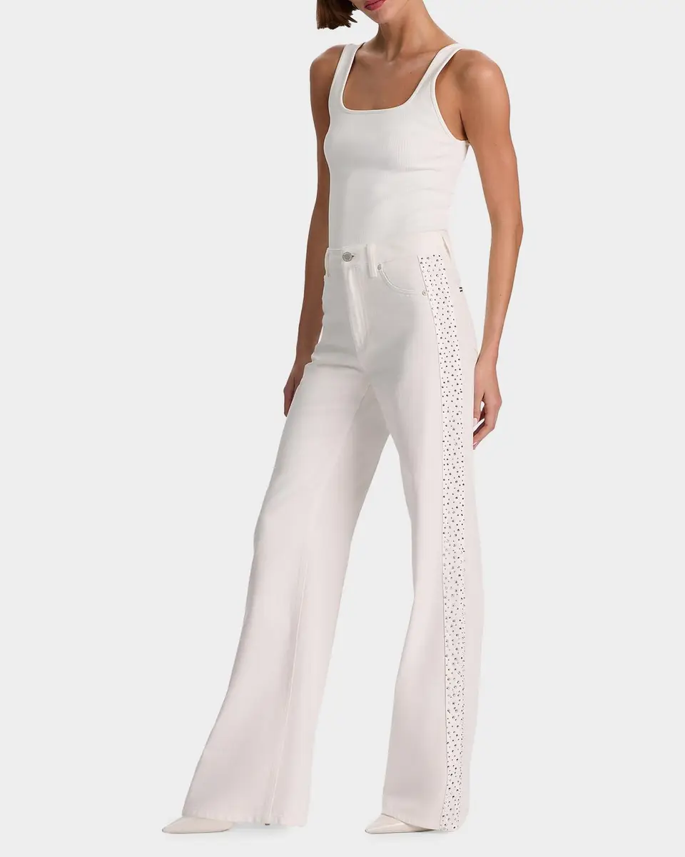 Alice + Olivia Chic High-Rise Embellished Striped Jeans | Thumbnail 2